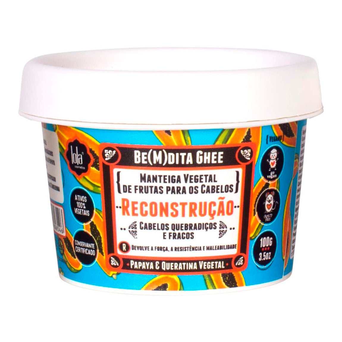 Lola Cosmetics Be(M)dita Ghee Máscara Reconstrução Papaya E Queratina Vegetal 100g