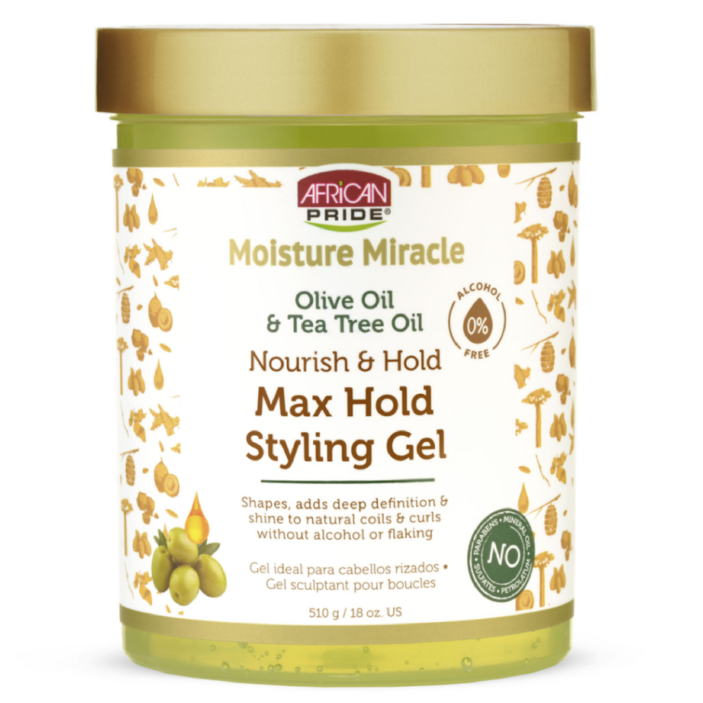 African Pride Moisture Miracle Olive Oil & Tea Tree Oil Max Hold Styling Gel 510g